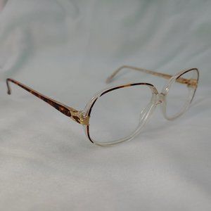 Vintage VIVA Eyeglass Frames 658 Clear Brown Purple Gold Full Plastic Rims